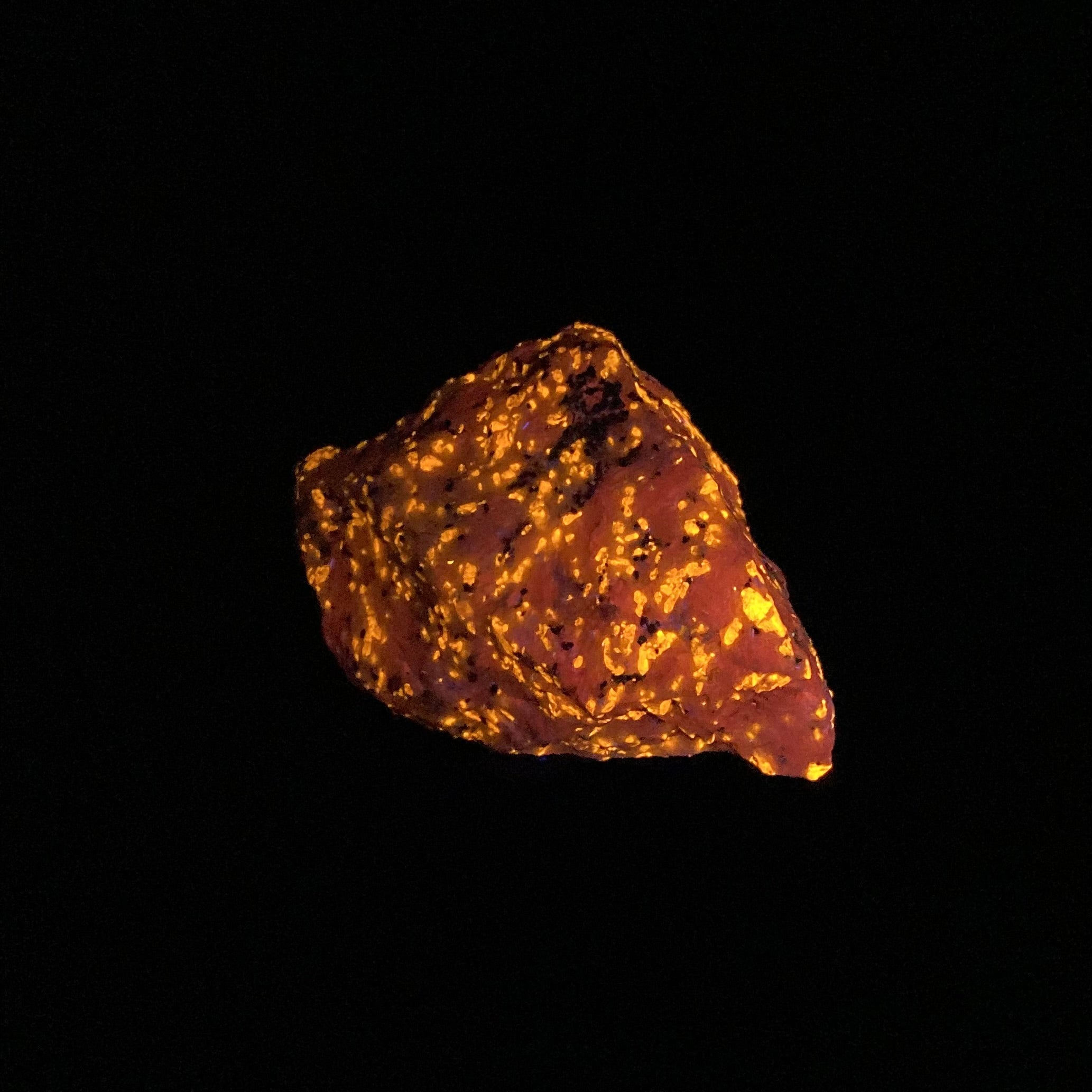 Fluorescent Wollastonite on Calcite, Nobel Pit, Sterling Hill Mine, New Jersey