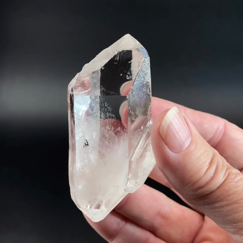 Water Clear Double Terminated Quartz Crystal with Starbrary Markings, Minas Gerais, Brazil