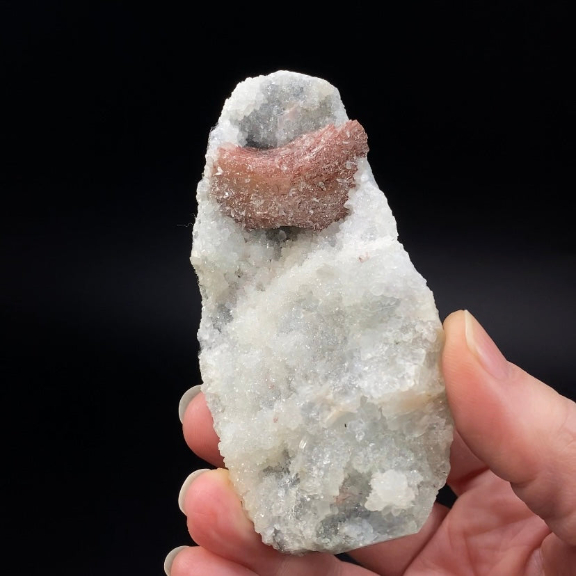 Red-Brown Heulandite Fan with Clear Apophyllite Crystals & Stilbite, in a Trimmed-out Pocket of Volcanic Basalt Matrix