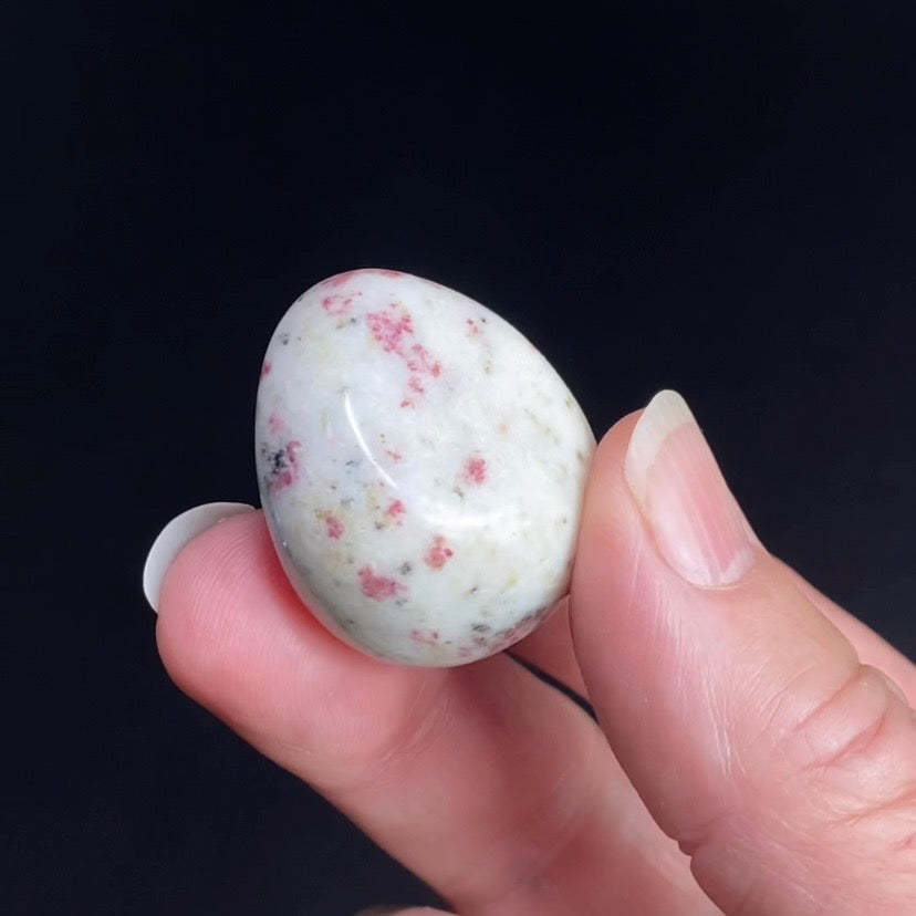Thulite in Meionite aka Cherry Blossom or Rosalinda Tumbled Stone from Peru - Cinnabrite