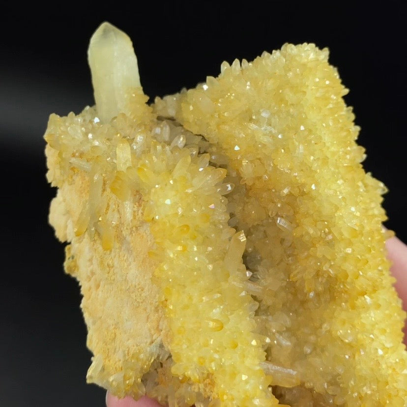 Unique Golden Quartz Specimen with Druzy Quartz on Matrix