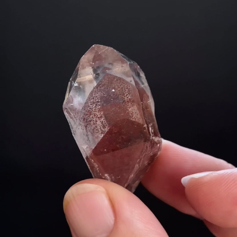 Rare Double Phantom Red Hematite Sunset Quartz Crystal - Tamil Nadu, India