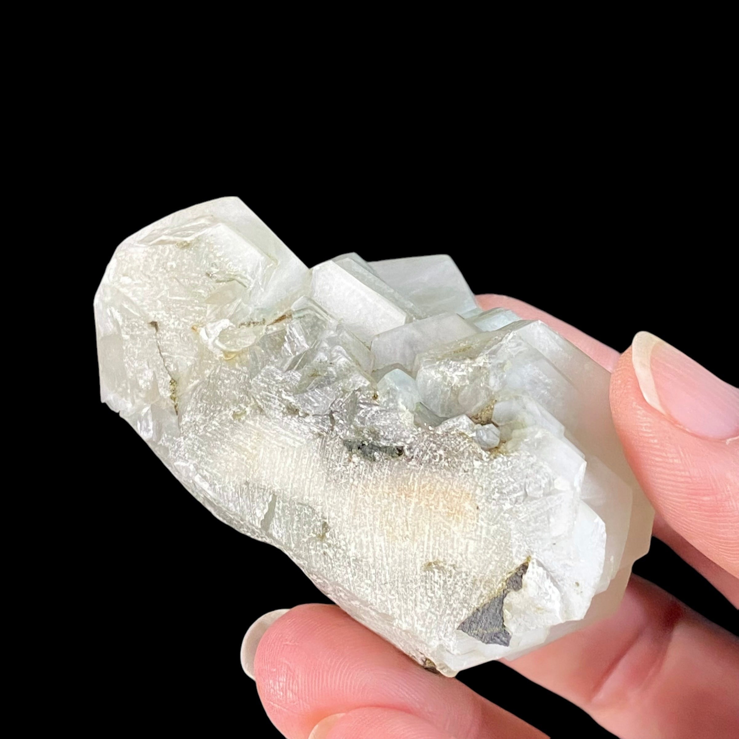 Fluorescent Hexagonal Sandwich Calcite Crystal Cluster