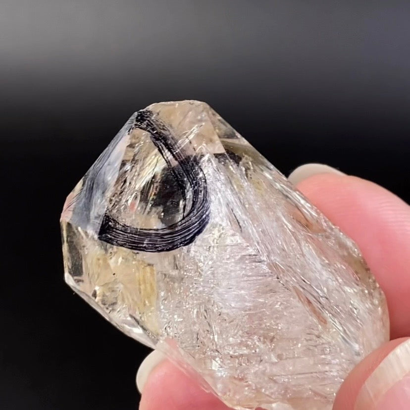 Double Terminated Diamond Style Fenster Quartz Crystal with Enhydro Water Inclusion