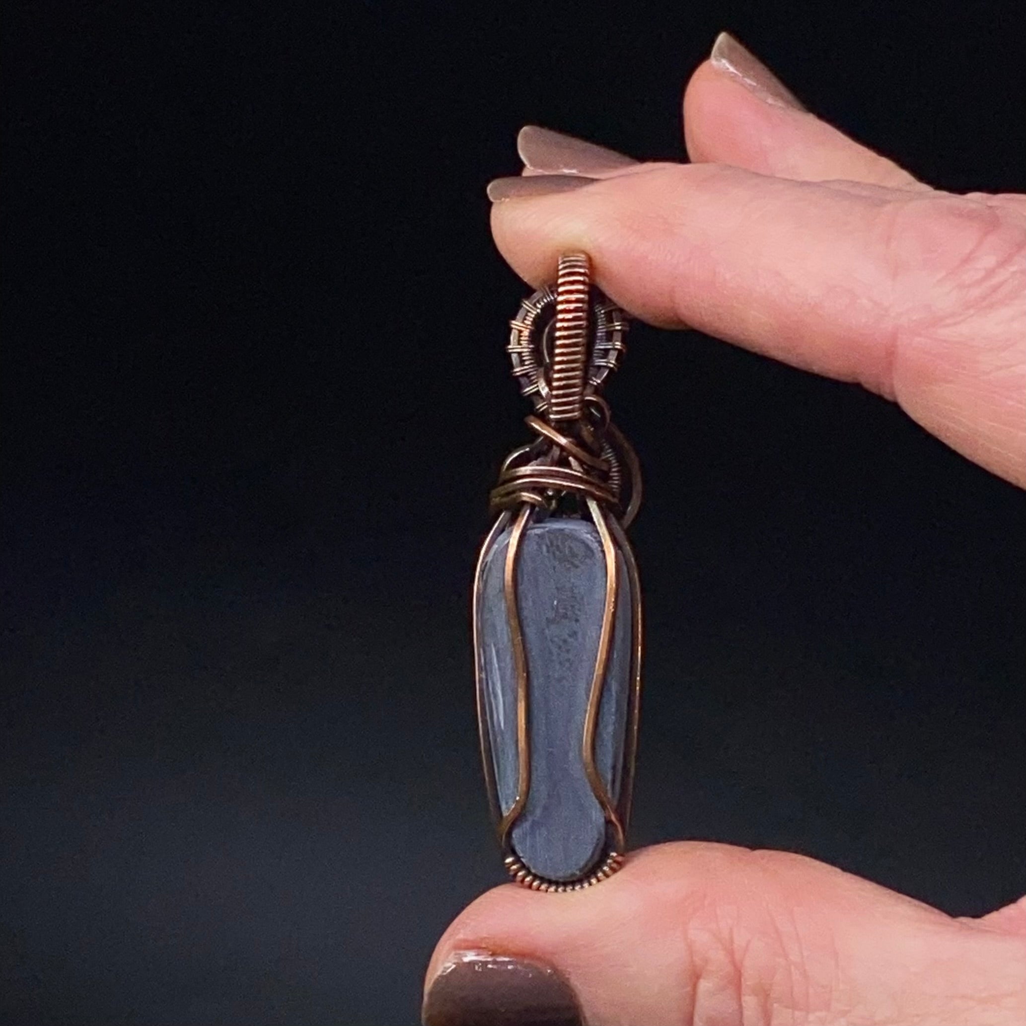 Abalone Shell Cabochon and Copper Wire Wrapped Pendant