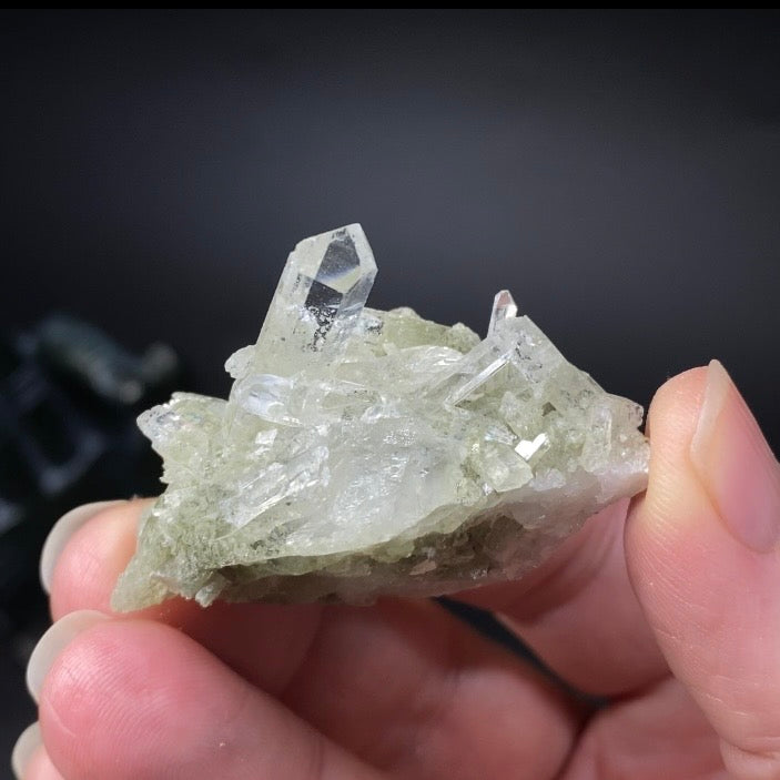 Small Chlorite Included Quartz Cluster