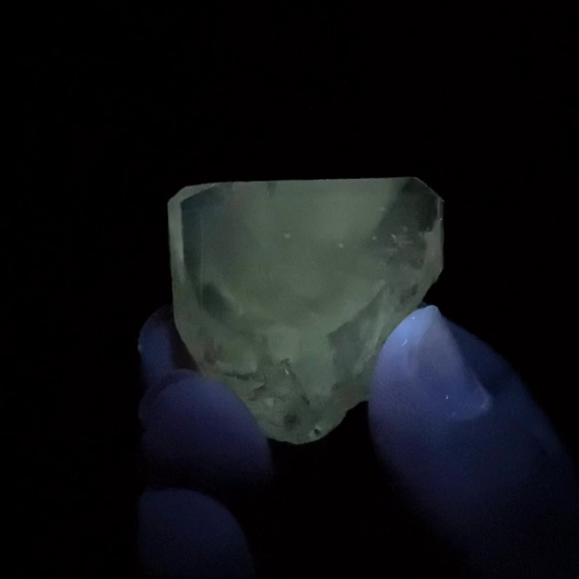 Fluorescent Clear Topaz Crystal with Chisel Shaped Termination