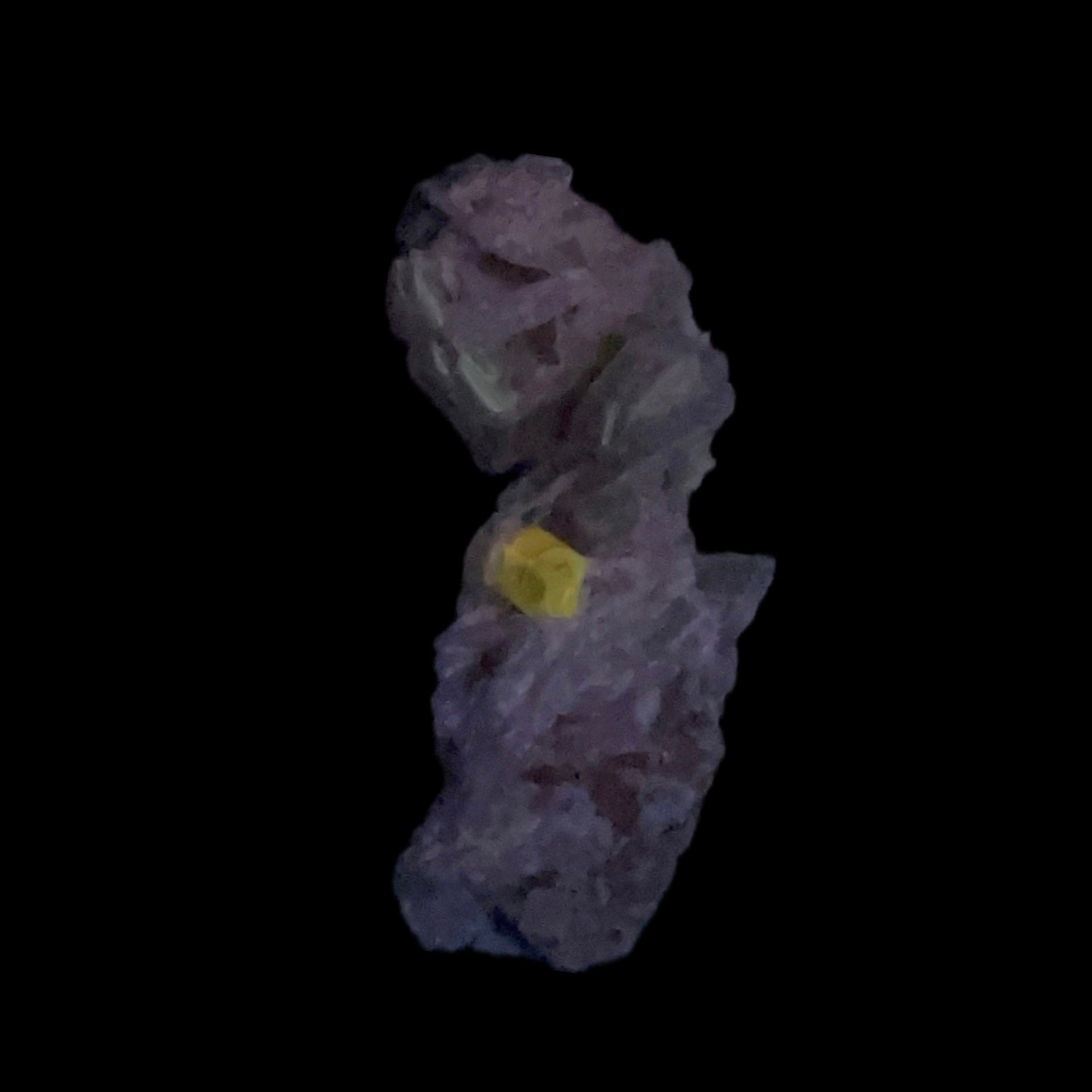 Blue Green Fluorescent Apatite Crystal with Lepidolite Mica and Clevelandite