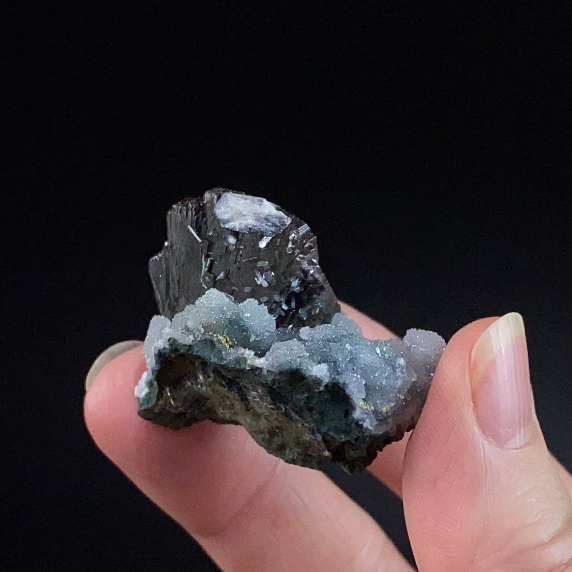 Brown Heulandite Fan with Clear Stilbite Blades on Chalcedony