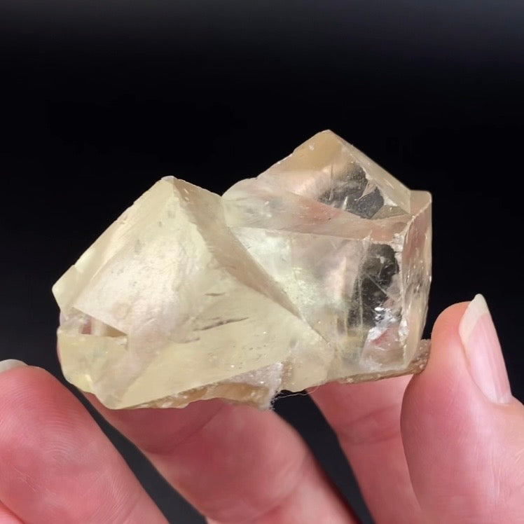 Light Golden Rhombic Calcite Cluster with Record Keepers