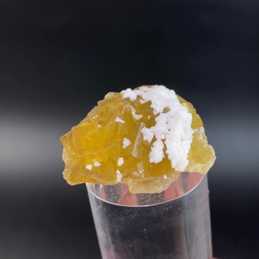 Yellow Moscona Cubic Fluorite Cluster from Asturias Spain - Phosphorescent