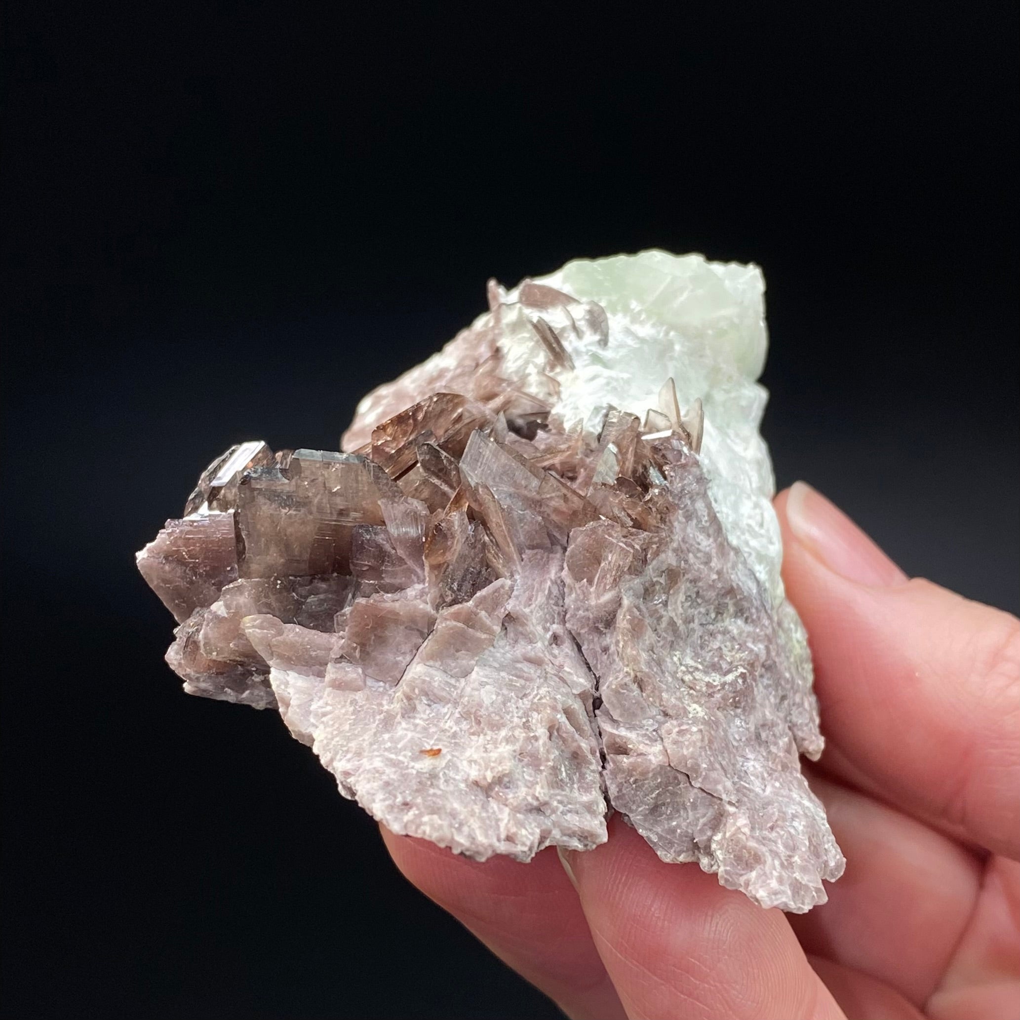 Axinite Crystal Cluster with Chrysotile and Pericline from Shigar Valley, Gilgit-Baltistan, Pakistan