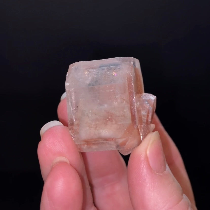 Clear Pseudo Cubic Apophyllite Crystal Red Hematite Phantom - High Vibration Crystals and Minerals
