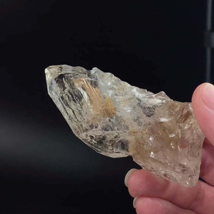 Fenster Quartz Crystal with Golden Clay Inclusions