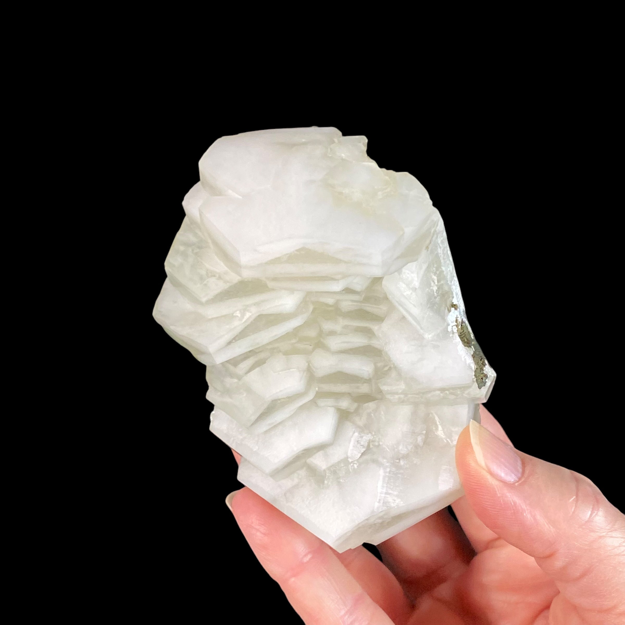 Fluorescent Hexagonal Sandwich Calcite Crystal Cluster