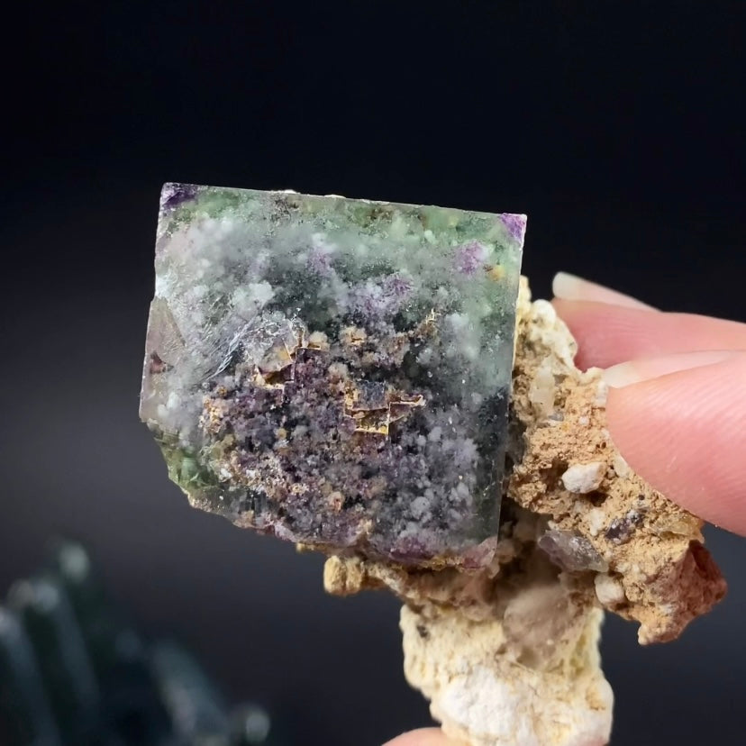 Green and Purple Cubic Fluorite Specimen, Okorusu Mine, Namibia