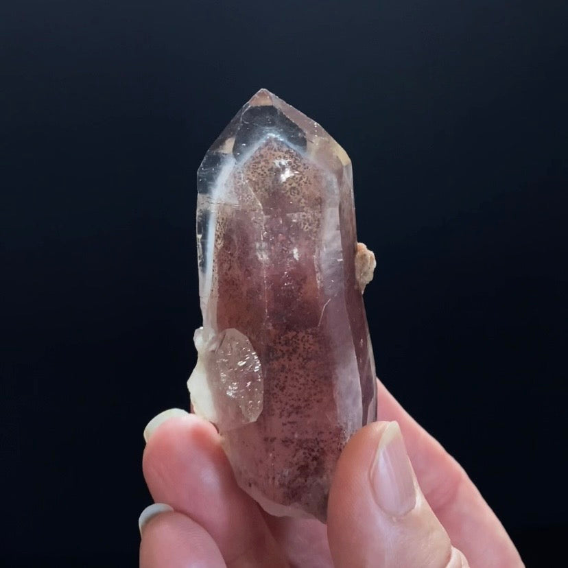 Red Hematite Double Phantom Sunset Quartz Crystal - Tamil Nadu, India