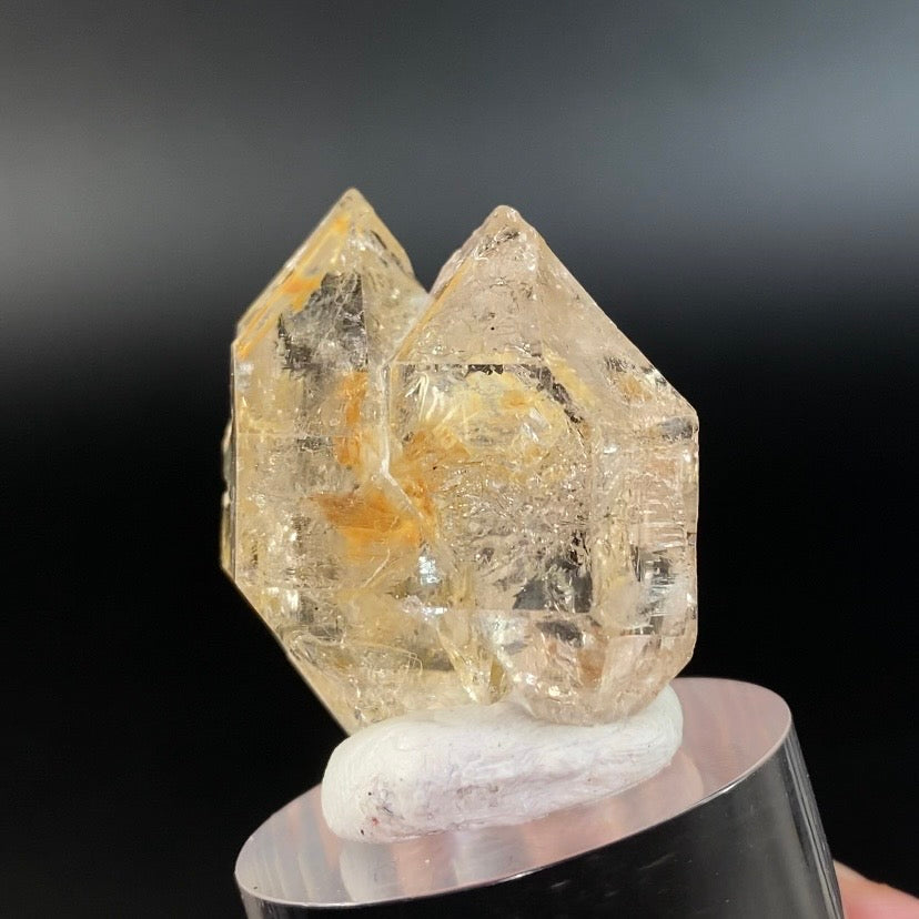 Double Terminated Twin Fenster Quartz Crystal with Fluorescent Inclusions