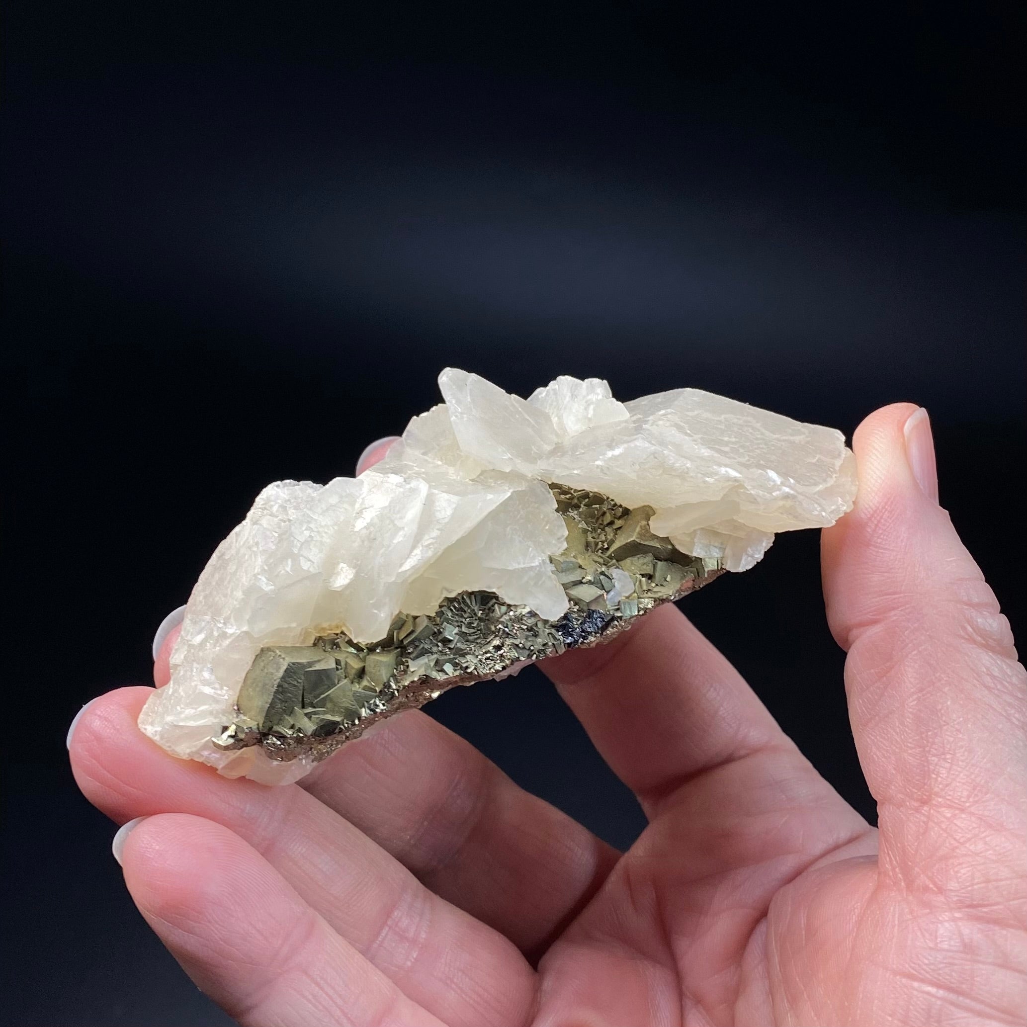Fluorescent Calcite Specimen with Pyrite from Trepca Mine Complex, Kosovo