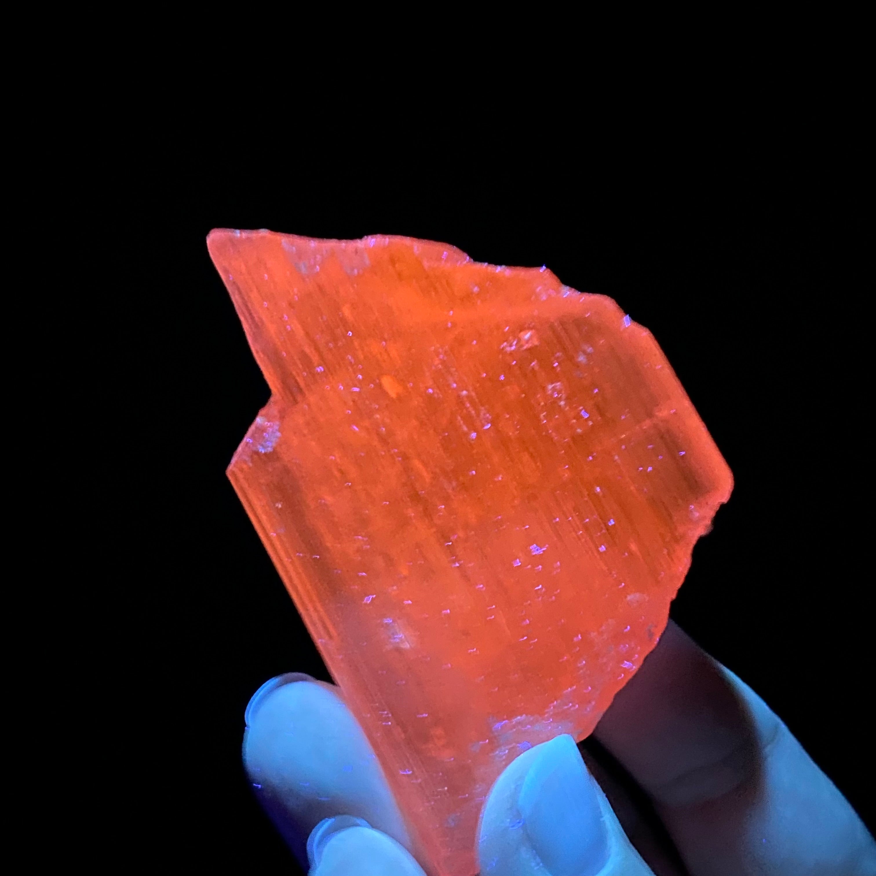 Large Pink Kunzite Spodumene Crystal, Fluorescent