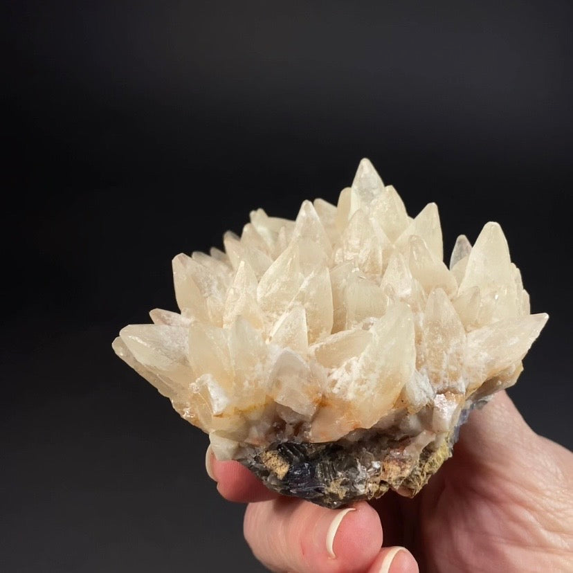 Scalenohedral DogTooth Calcite on Blue Purple Fluorite Matrix, UV Reactive, Fluorescent