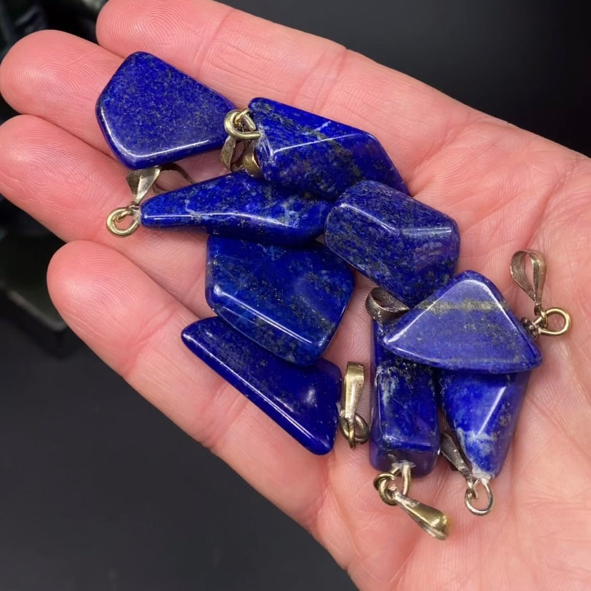 Vibrant Blue Lapis Lazuli & Pyrite Polished Pendant