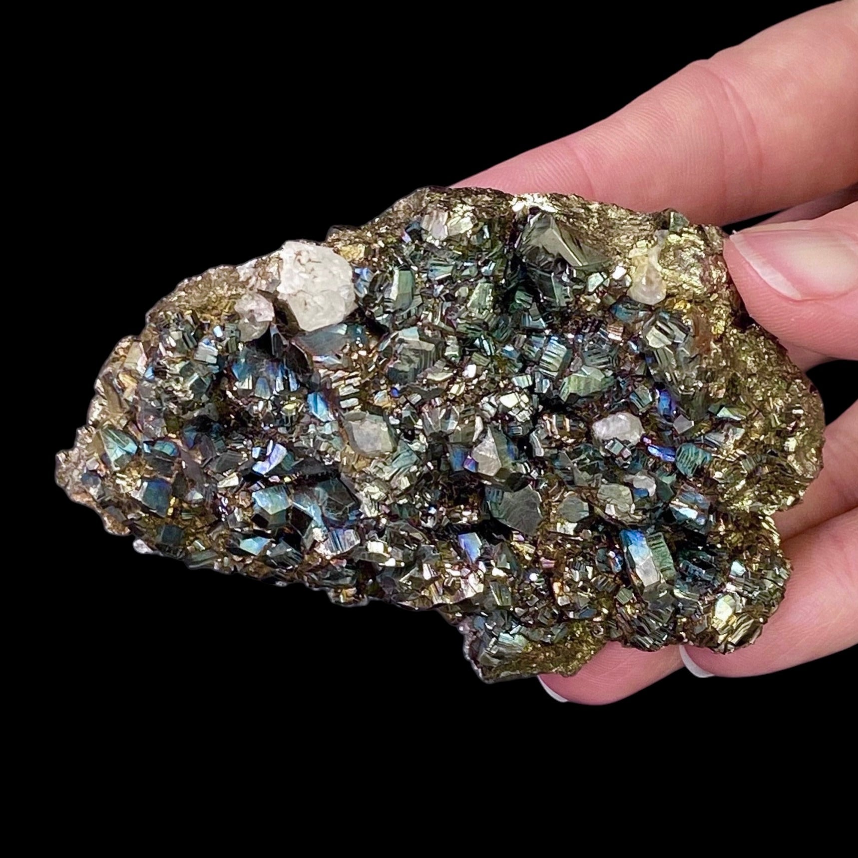 Iridescent Pyrite & Calcite Cluster from Trepca Mine Complex, Mitrovica, Kosovo