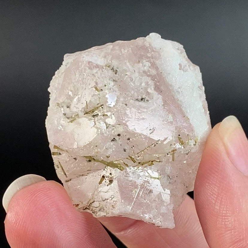 Pink Morganite Crystal with Green Tourmaline & Albite var Cleavelandite