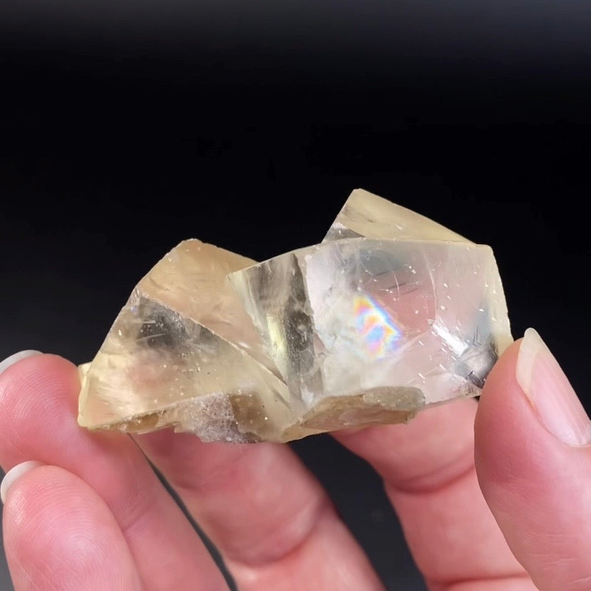 Light Golden Rhombic Calcite Cluster with Record Keepers