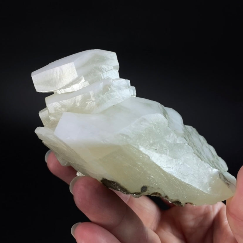 Fluorescent Hexagonal Sandwich Calcite Crystal Cluster