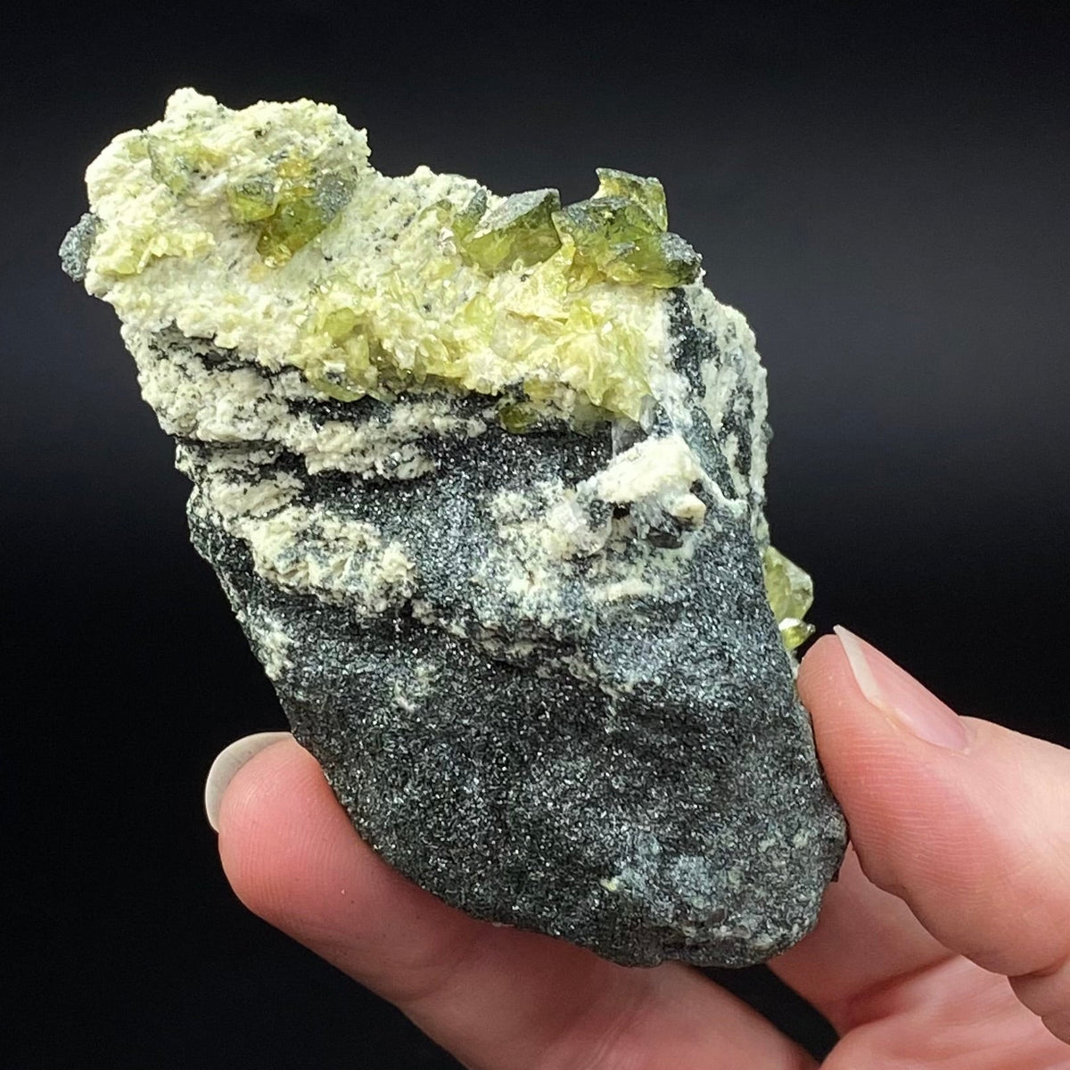 Green Alpine Type Titanite Sphene Crystals with Clinochlore on Matrix