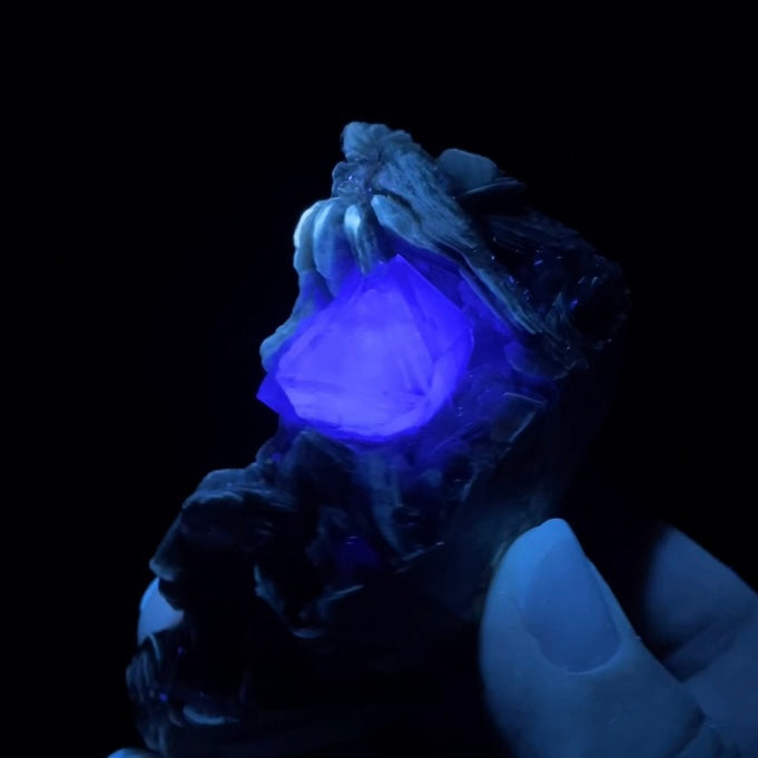 Pink and Green Fluorite Octahedral Crystal in Muscovite Mica from Nagar Valley, Pakistan