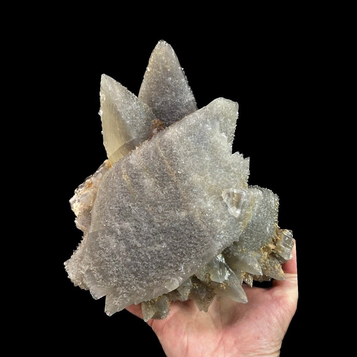 Scalenohedral Dogtooth Calcite Cluster with Minor Fluorite