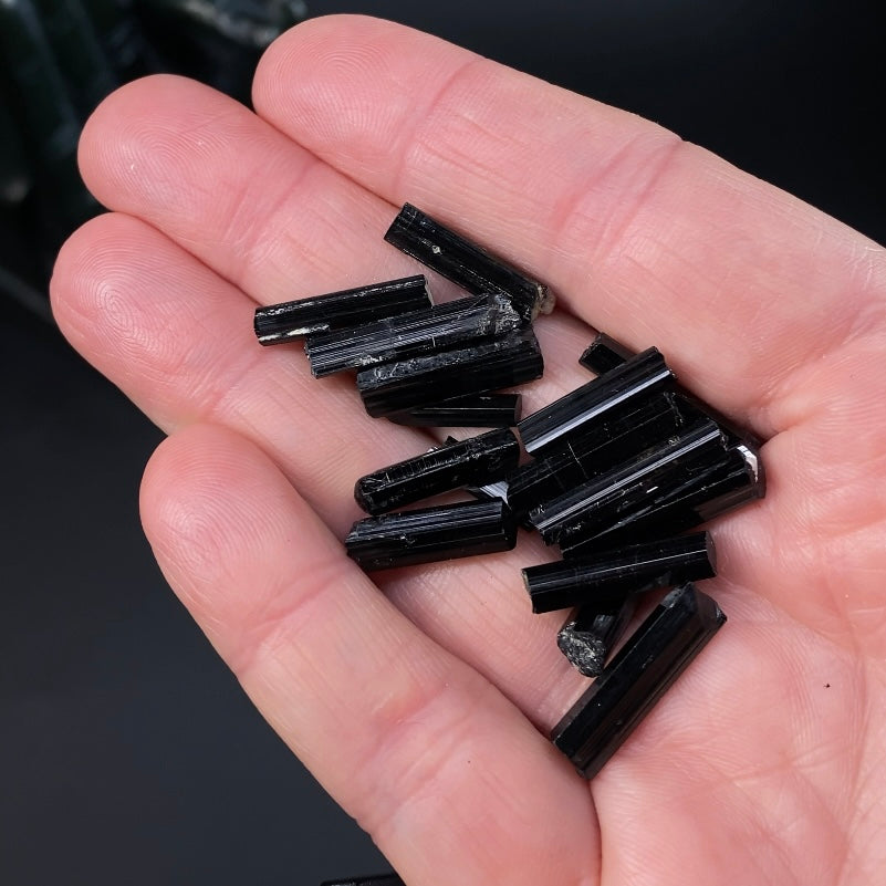 High Grade Black Schorl Tourmaline Rod Crystals 10 Gram Lots, Choose Your Size