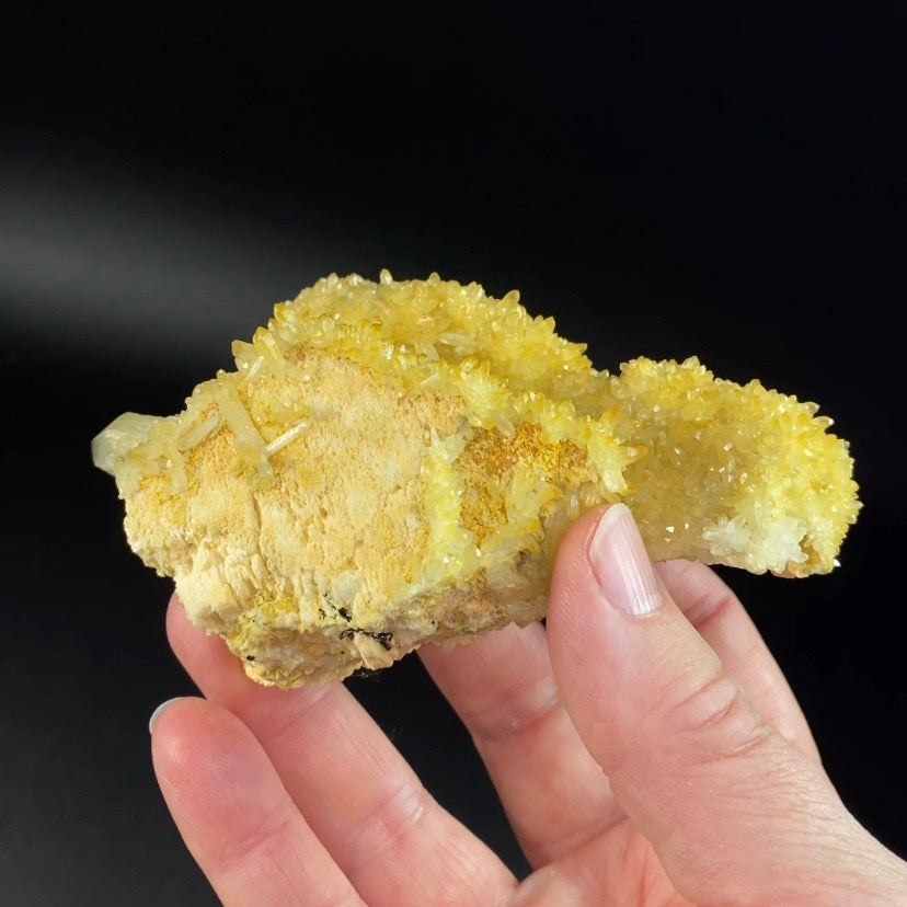 Unique Golden Quartz Specimen with Druzy Quartz on Matrix
