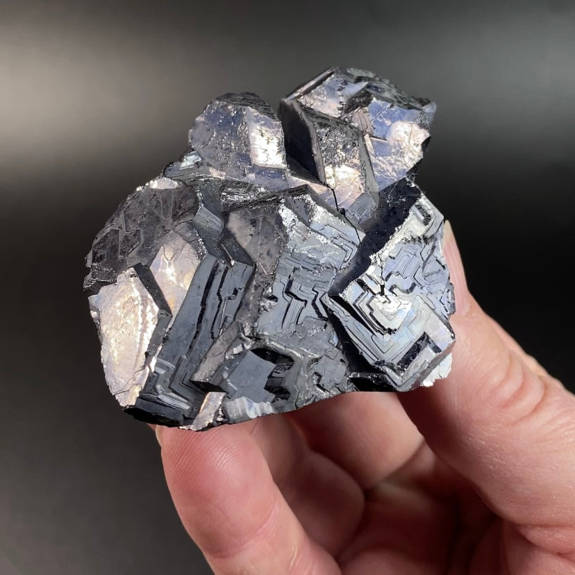 Skeletal Galena Cluster with Iridescence from Trepça Mine Complex, Kosovo