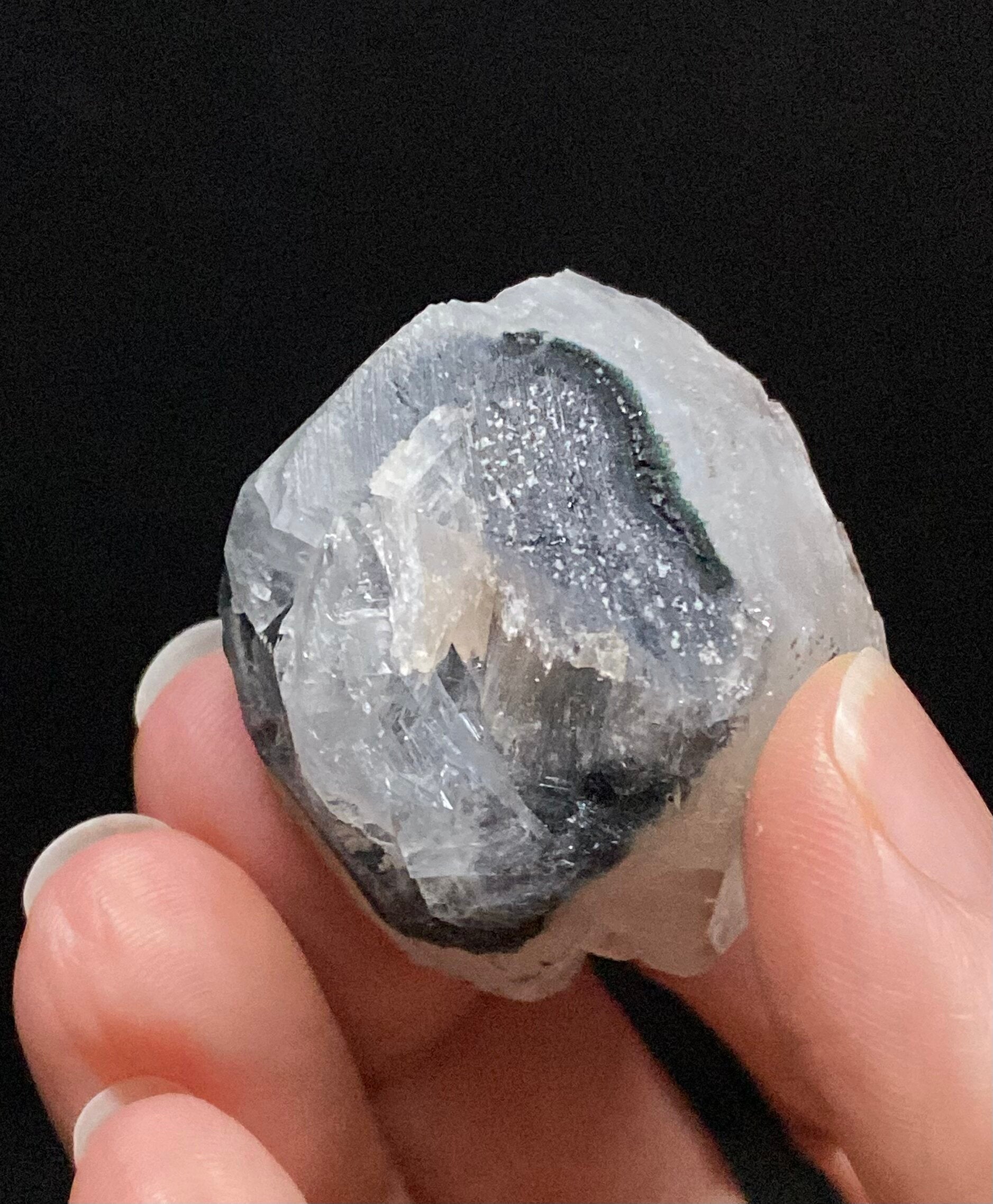 Pink Heulandite Fan with Clear Apophyllite Crystals in a Trimmed-out Pocket of Volcanic Basalt Matrix