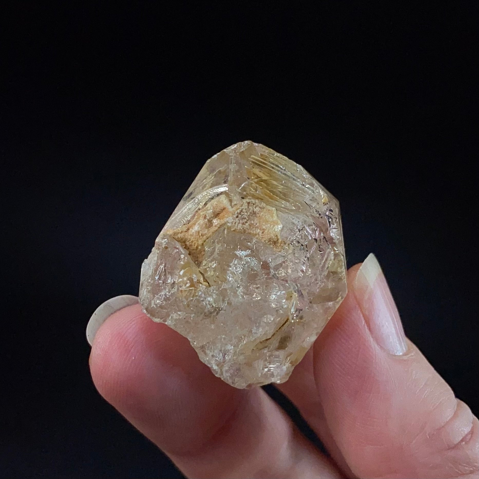 Double Terminated Fenster Quartz Crystal with Orange Fluorescent Inclusions