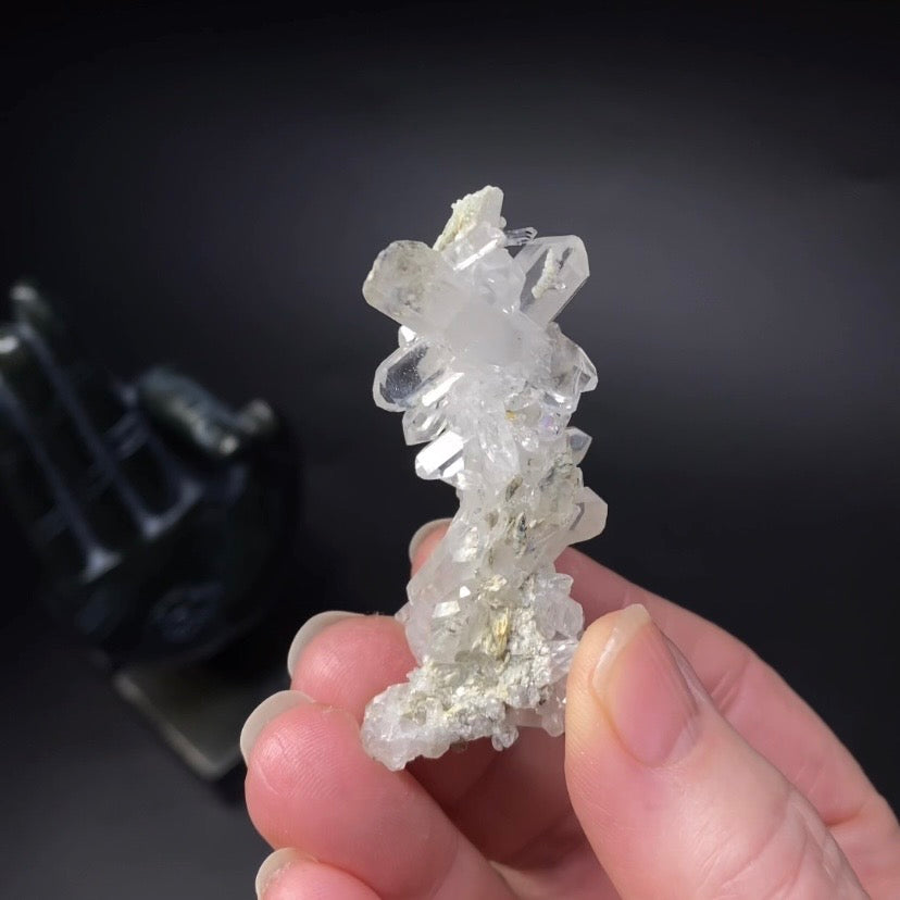 Clear and Chlorite Included Quartz Cluster