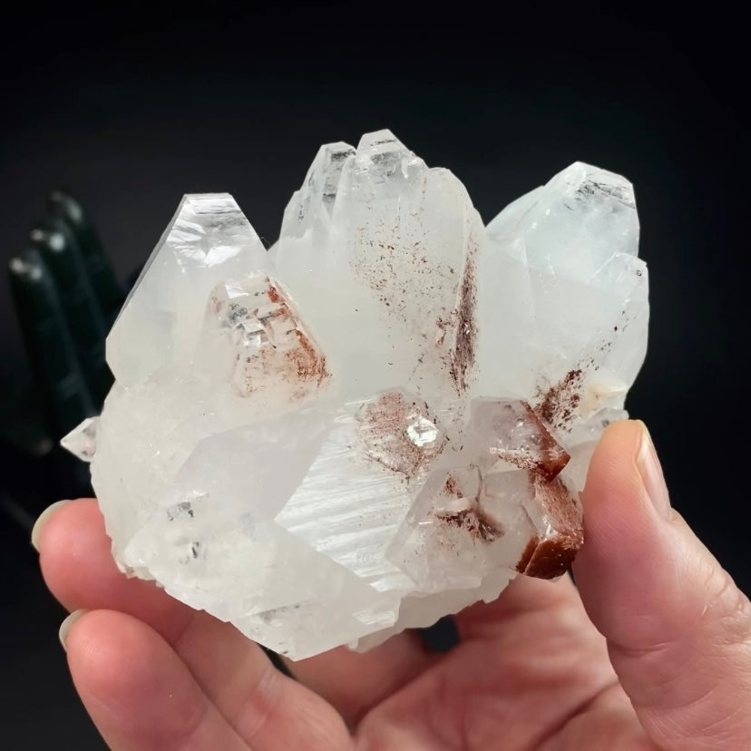 Apophyllite Crystal Cluster with Hematite from Jalgaon, Maharashtra, India