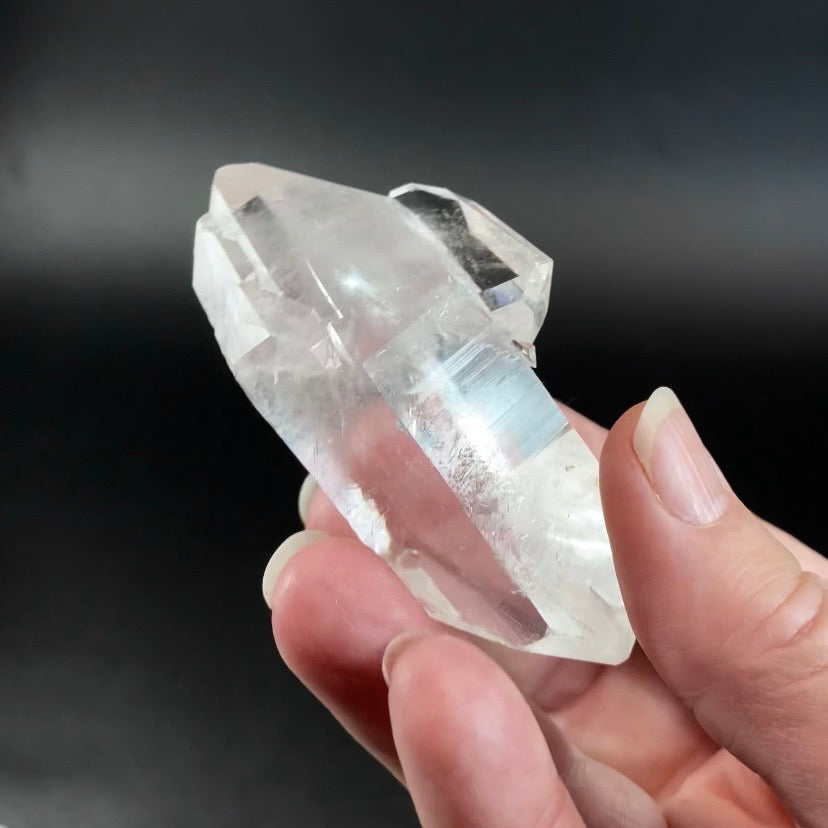 Water Clear Double Terminated Quartz Crystal with Starbrary Markings, Minas Gerais, Brazil