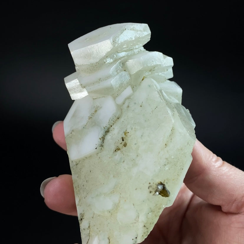Fluorescent Hexagonal Sandwich Calcite Crystal Cluster