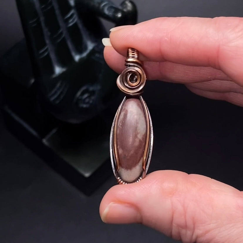 Shiva Lingam and Copper Wire Wrapped Pendant