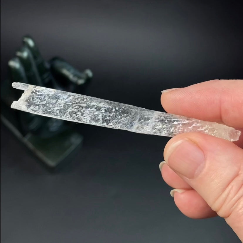 Natural Etched Spodumene Crystal Blade Clear Kunzite, Triphane from Minas Gerais, Brazil