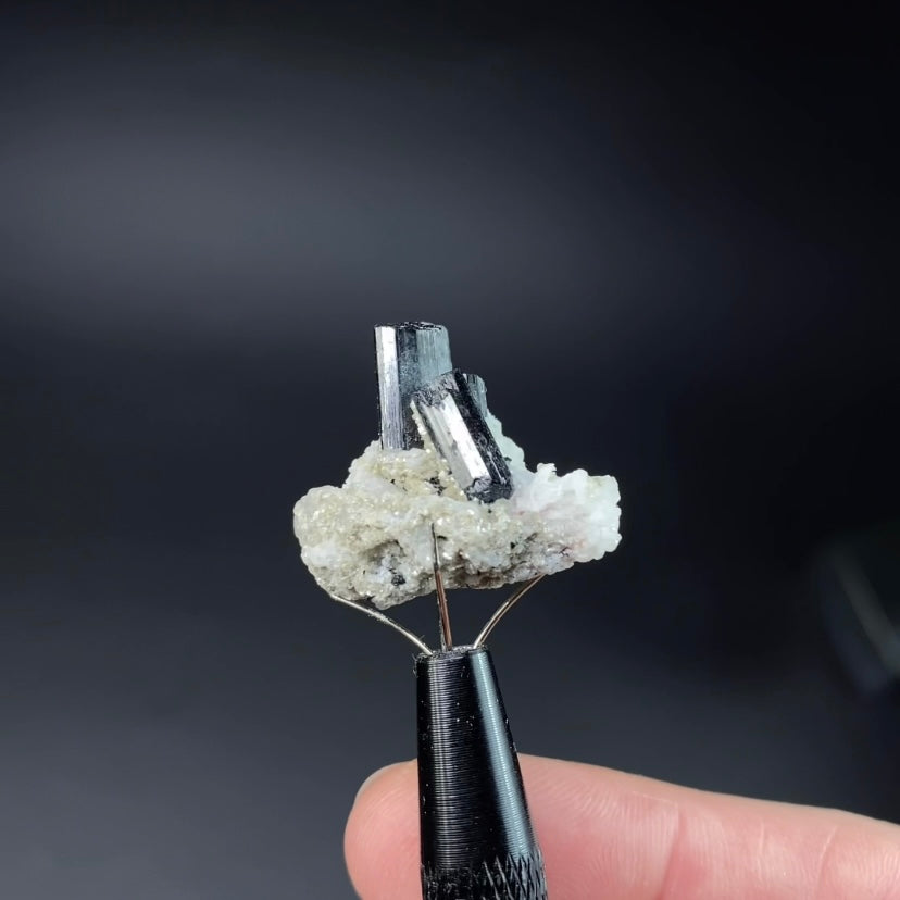 Black Tourmaline Crystals on Feldspar Matrix