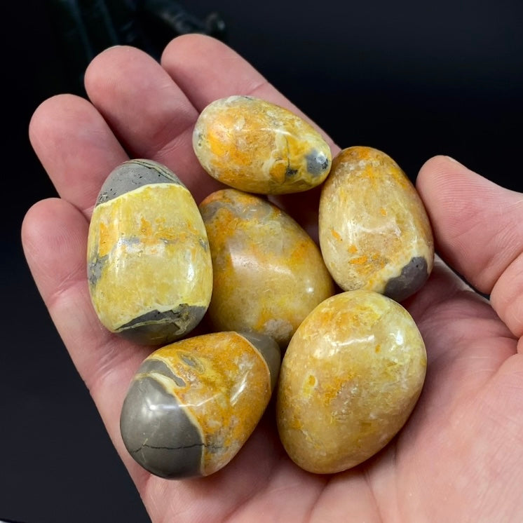 Vibrant Yellow Bumblebee Jasper Tumble Stone