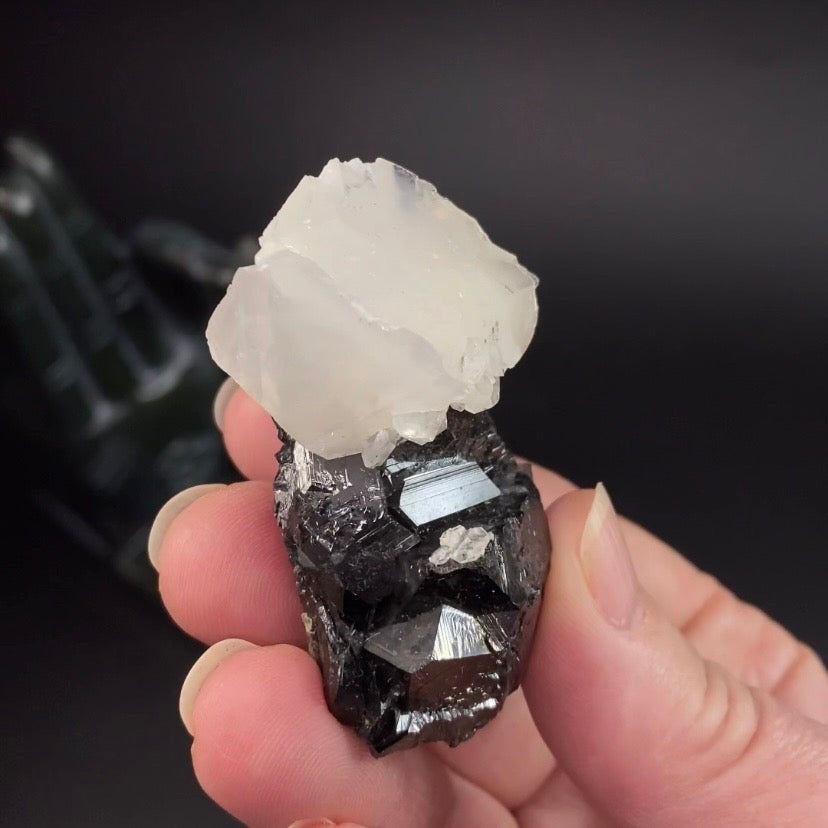 Sphalerite Cluster with Fluorescent Calcite from Trepça Mines, Kosovo - Natural Minerals and Crystals