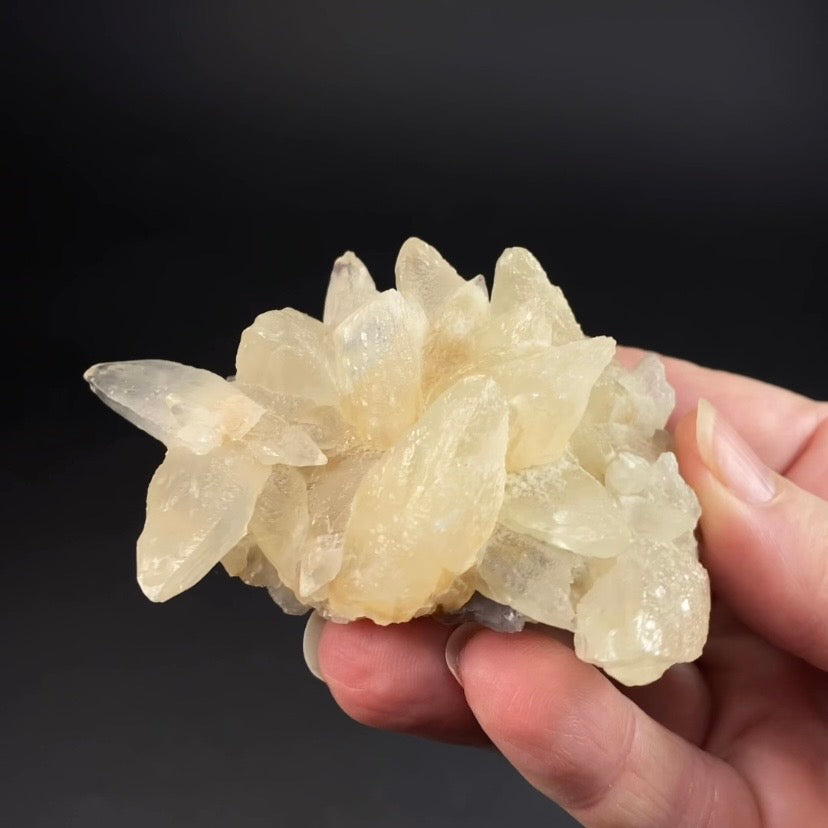 Scalenohedral DogTooth Calcite on Blue Purple Fluorite Matrix, UV Reactive, Fluorescent