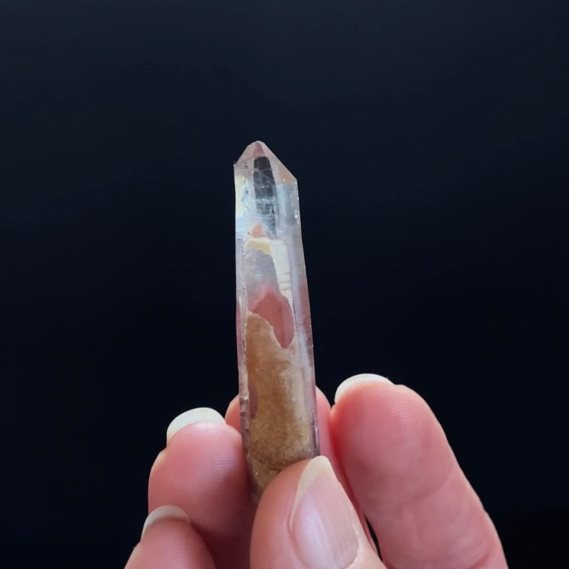 Red Hematite Double Phantom Sunset Quartz Crystal - Tamil Nadu, India