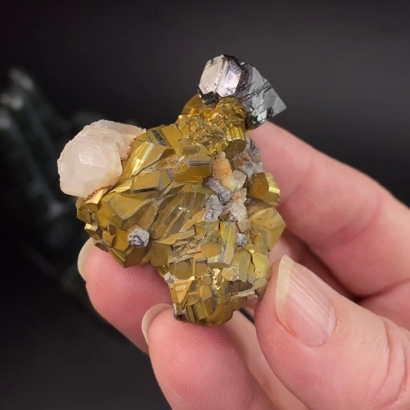 Pyrite, Sphalerite & Fluorescent Calcite Cluster from Trepça Mines, Kosovo - Natural Minerals and Crystals